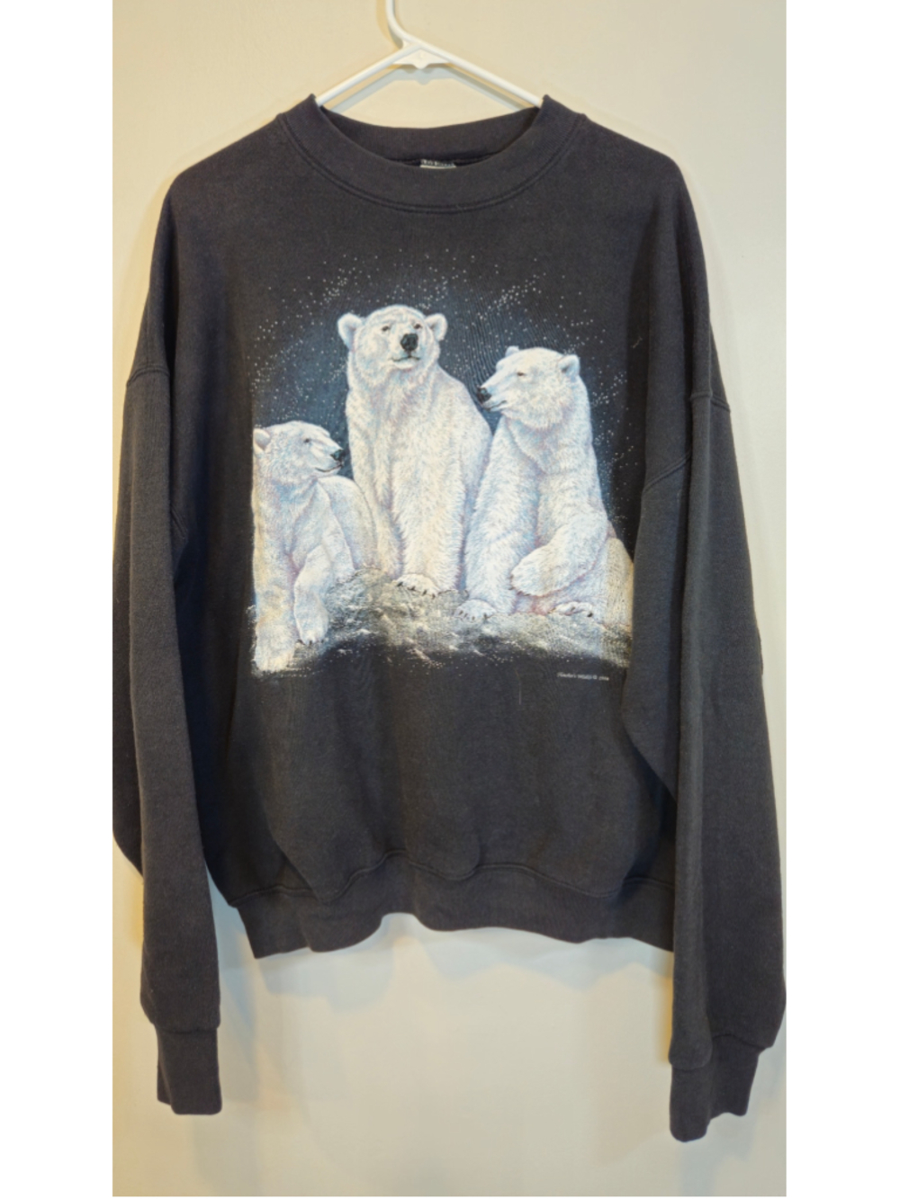 Vintage 1994 Polar Bear Sweatshirt XXL USA Fletcher's Wildlife Animal Graphic